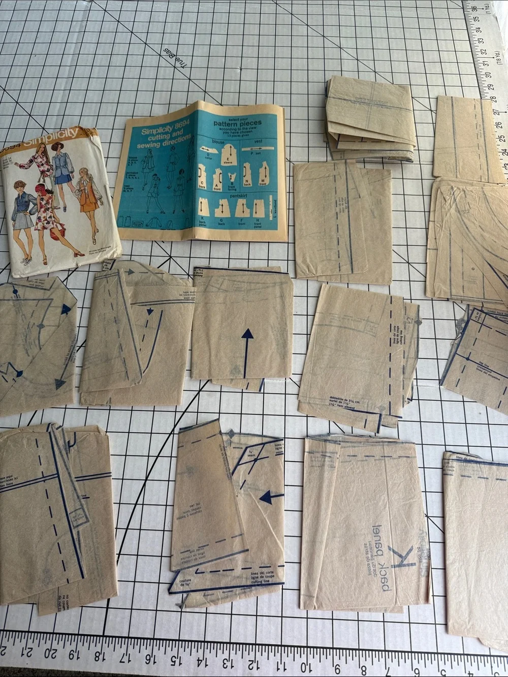 Lot of 3 Vintage Simplicity Sewing Patterns 8196 8694 8844 Complete Cut 1969-70
